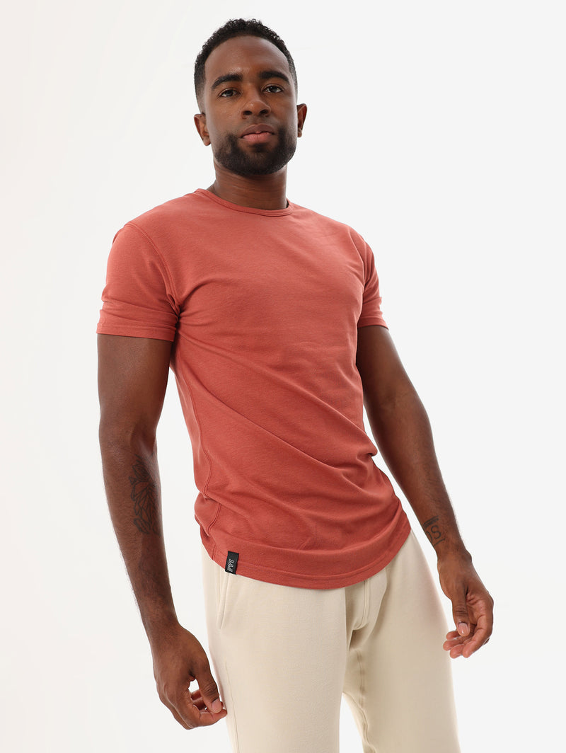 Slide Cut Tee- Terracotta Red