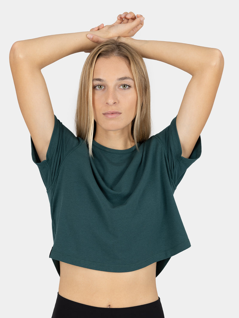 Oversize Crop Top- Forest Green