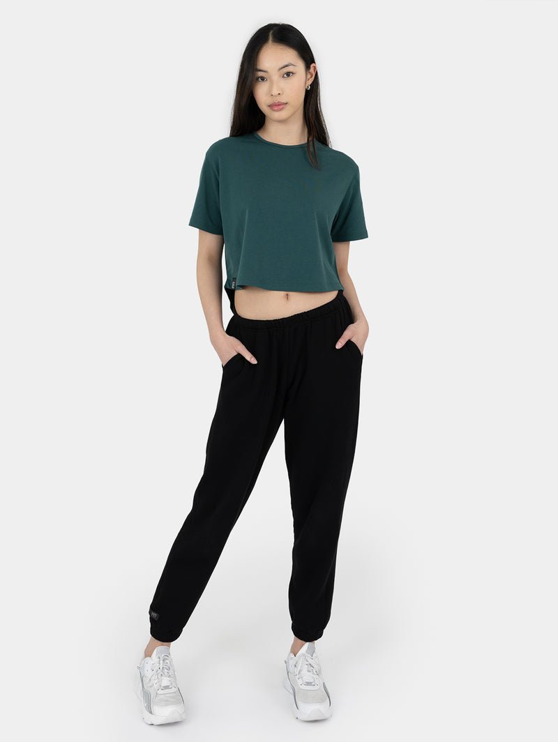 Oversize Crop Top- Forest Green