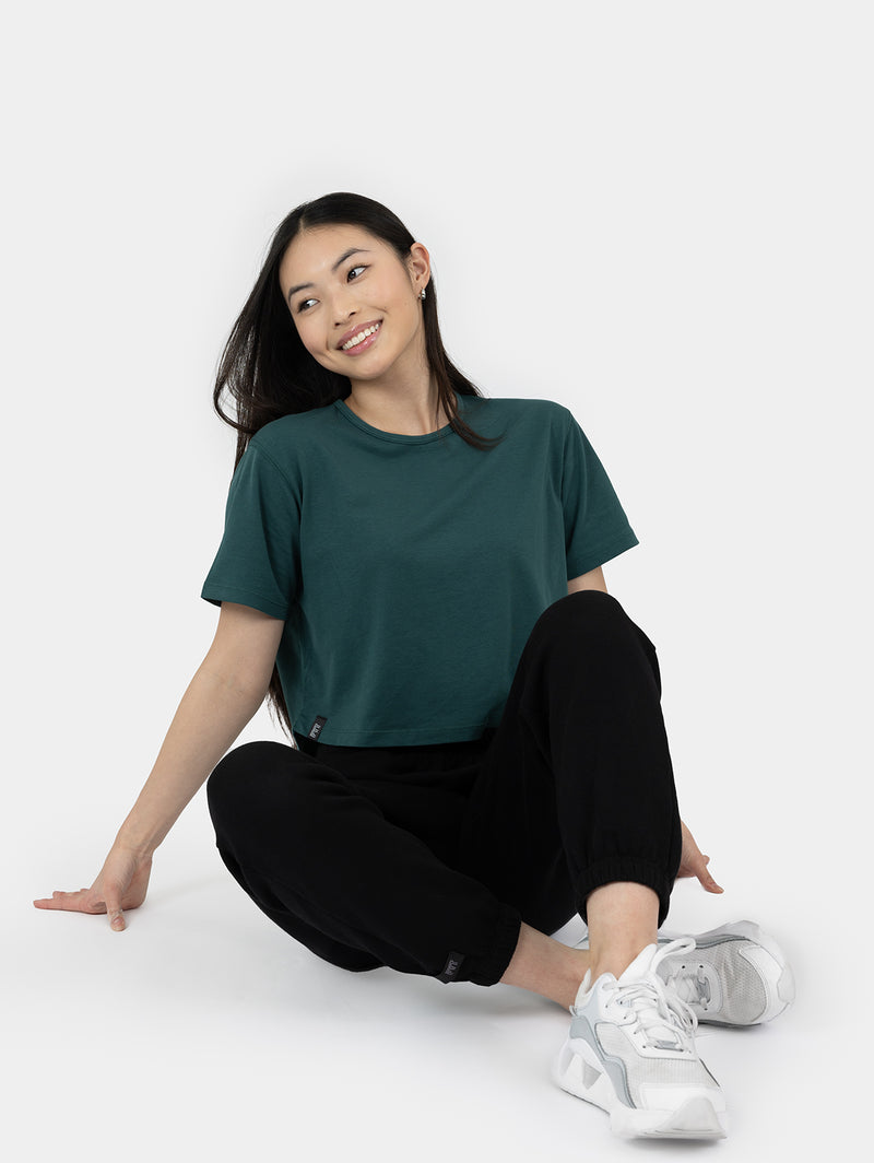 Oversize Crop Top- Forest Green