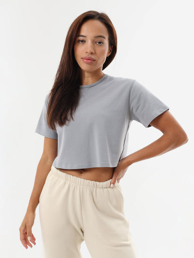 Oversize Crop Top- Stormy Grey