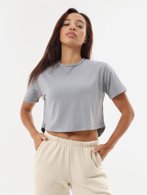 Oversize Crop Top- Stormy Grey